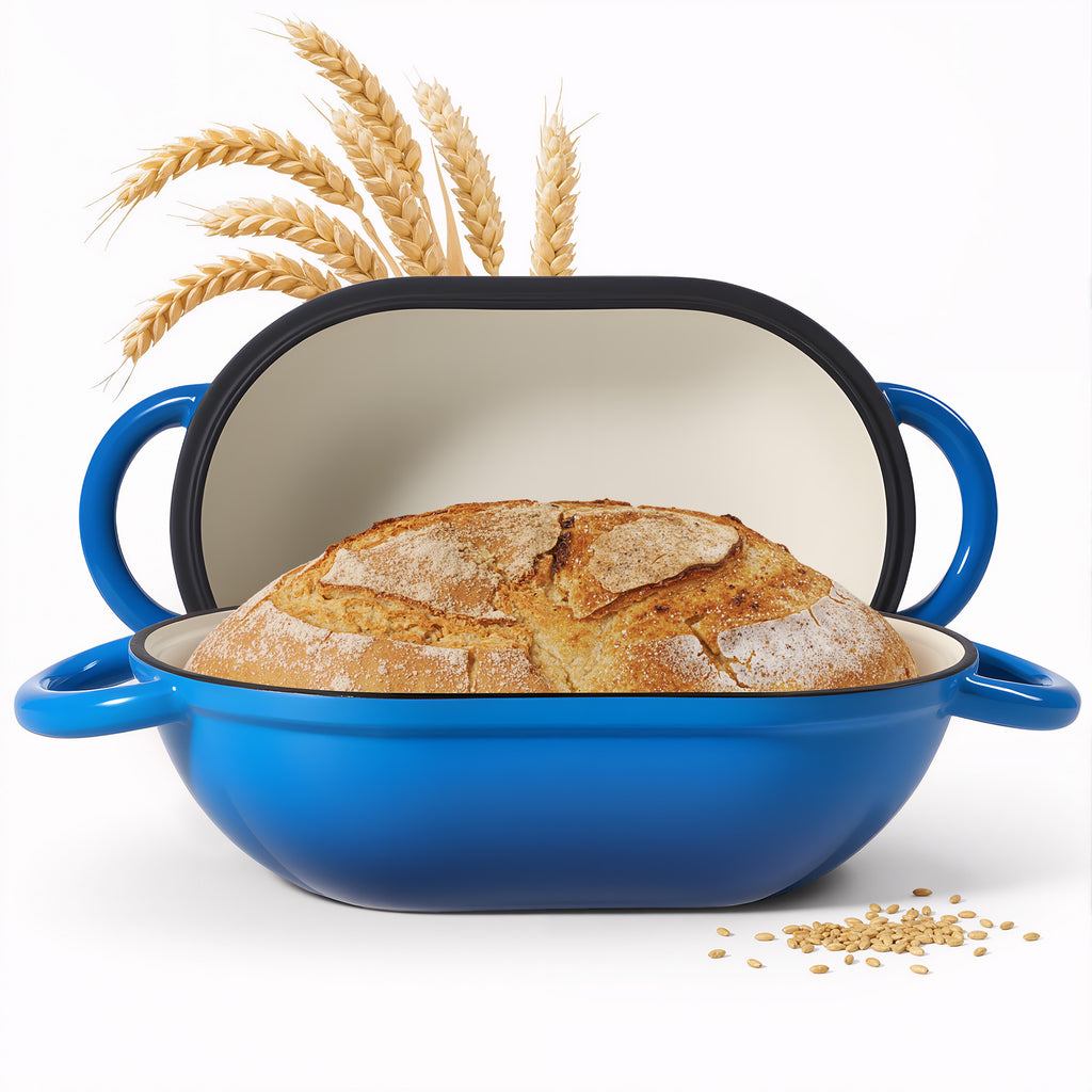 5 Quart Enamel Coated Cast Iron Bread Baker Dutch Oven with Lid, Dual Handles,  Available in 3 Colors
