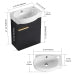 16 Inch Bathroom Vanity with Sink, Small Black Bathroom Cabinet with Ceramic Basin, Soft Close Door