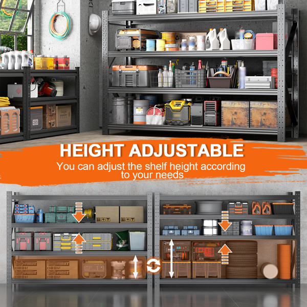 AEELLEEA Heavy Duty 4-Tier Metal Storage Shelving Unit, 31.5"W x13.8"D x73.2"H, 6000LBS Total Load Adjustable Garage Utility Rack
