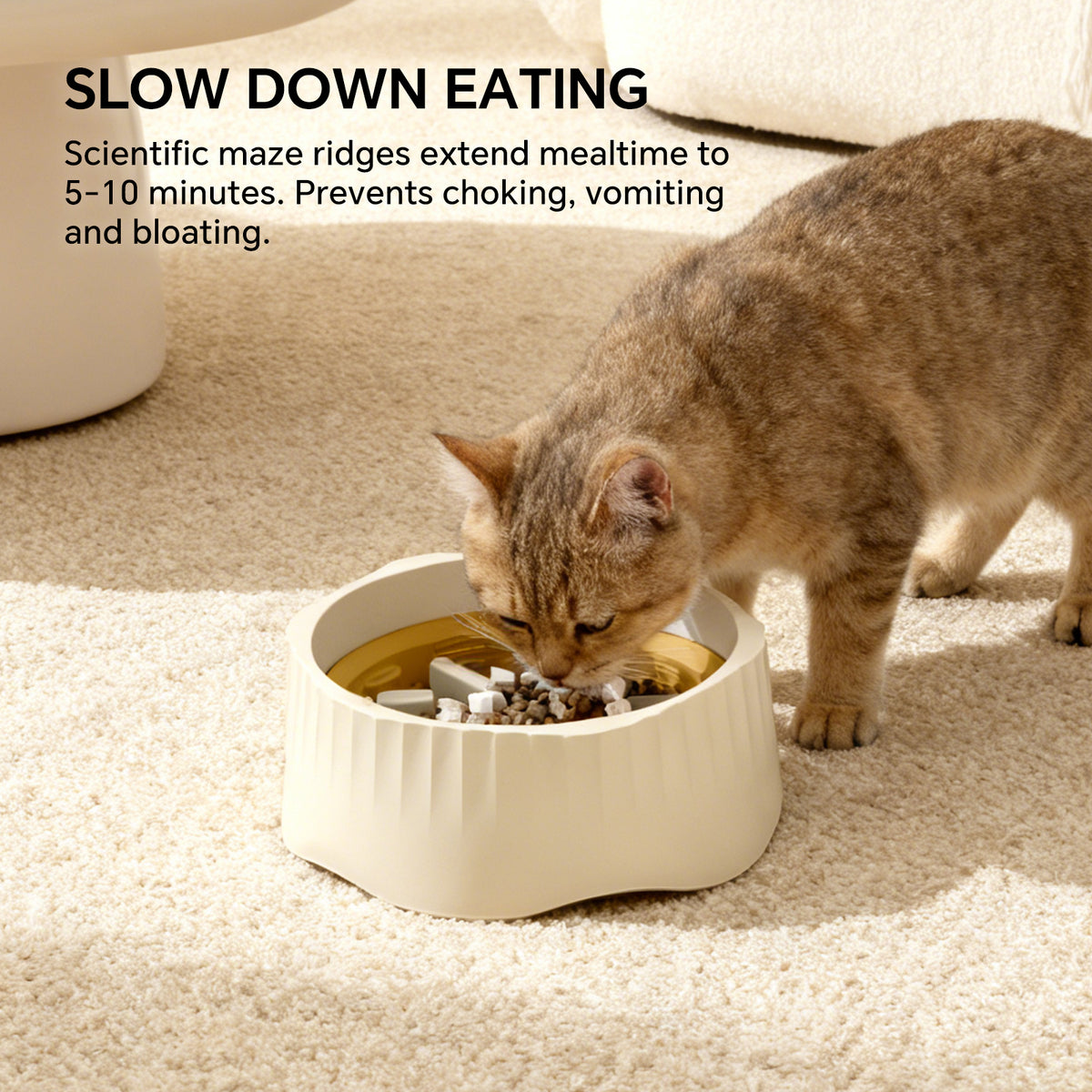 Cat Slow Feeder Bowl with Removable Insert and Non-Slip Base, Maze Anti-Choke Design, for Cats, Blue