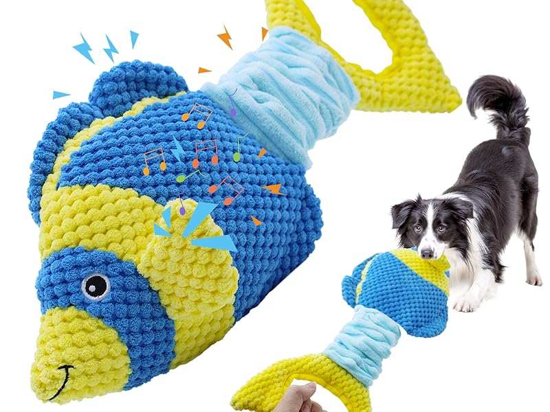 Dog Toys, Interactive Fish Puppy Toys with Crinkle Paper to Keep Them Busy