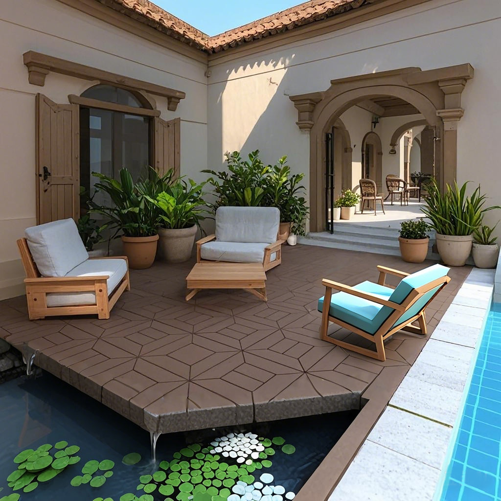AEELLEEA 12 Inch Wood Grain Interlocking Deck Tiles, Snap Together Outdoor Patio Flooring Tiles, Cuttable Drainage Floor Tiles for Pool Backyard Balcony
