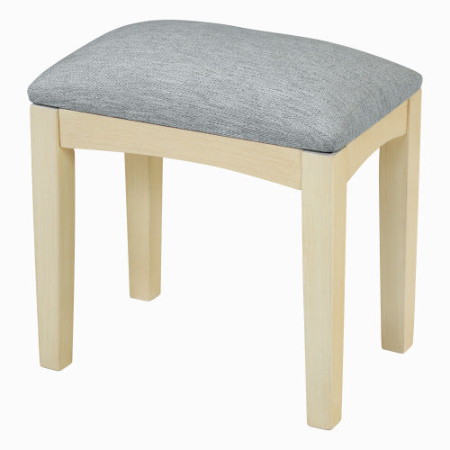 AEELLEEA Vanity Desk with Flip-Top Mirror, Storage Drawers, Side Cabinets and Stool, 46.3-Inch Makeup Desk, Cream