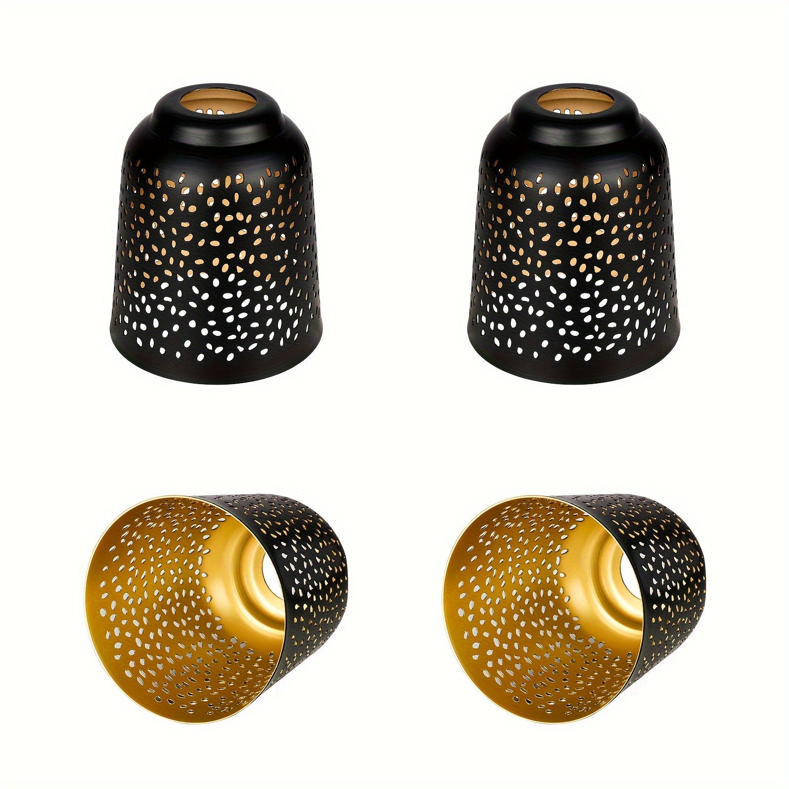 4-Pack Etched Raindrop Metal Pendant Light Shades,5" Diameter, Bronze/Black for Ceiling Fan & Lamp Covers