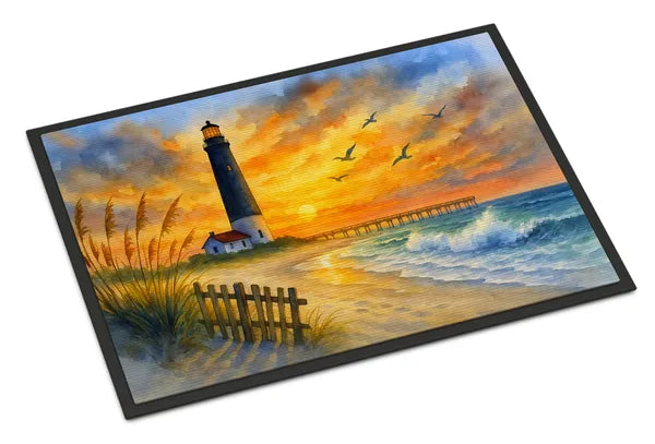 Aeelleea Beach Lighthouse Doormat 18x27 Non Slip Washable Indoor Outdoor