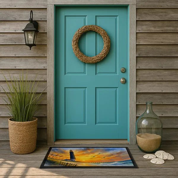 Aeelleea Beach Lighthouse Doormat 18x27 Non Slip Washable Indoor Outdoor