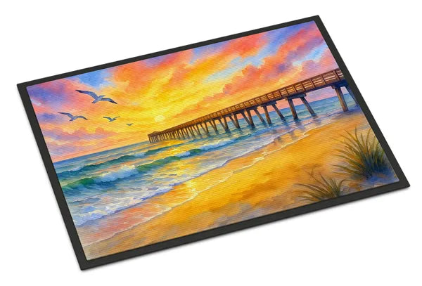 Aeelleea Beach Pier Sunrise Doormat 24x36 Non Slip Washable