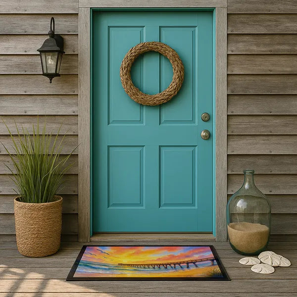 Aeelleea Beach Pier Sunrise Doormat 24x36 Non Slip Washable