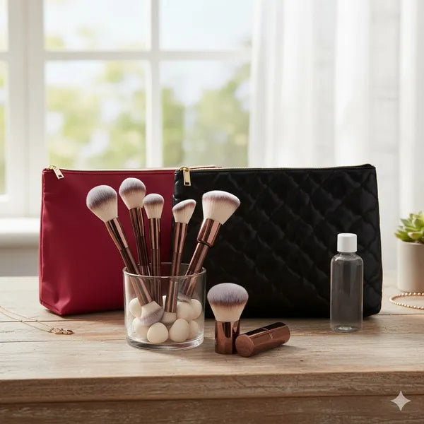 12Pcs Professional Makeup Brush Set with Travel Storage Bag, Ultra Soft Synthetic Bristles Ergonomic Handle, Portable Flawless Makeup Tools for Beginners Daily Use
