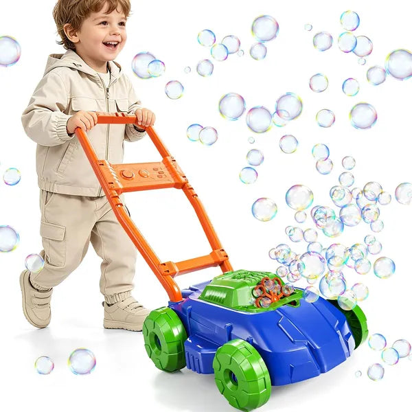 Aeelleea Toddler Bubble Lawn Mower, 23.6 Inch Automatic Bubble Machine Toy, Outdoor Garden Push Toy, Christmas Gift for Preschool Boys Girls