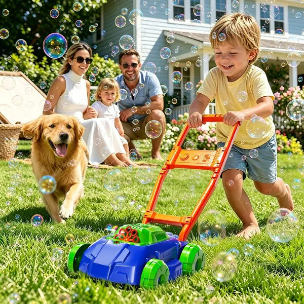 Aeelleea Toddler Bubble Lawn Mower, 23.6 Inch Automatic Bubble Machine Toy, Outdoor Garden Push Toy, Christmas Gift for Preschool Boys Girls