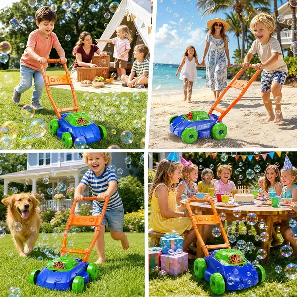 Aeelleea Toddler Bubble Lawn Mower, 23.6 Inch Automatic Bubble Machine Toy, Outdoor Garden Push Toy, Christmas Gift for Preschool Boys Girls
