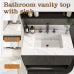 31 Inch Bathroom Vanity Top with Sink, White Marble Look Countertop with Undermount Rectangular Sink and 4 Inch Backsplash