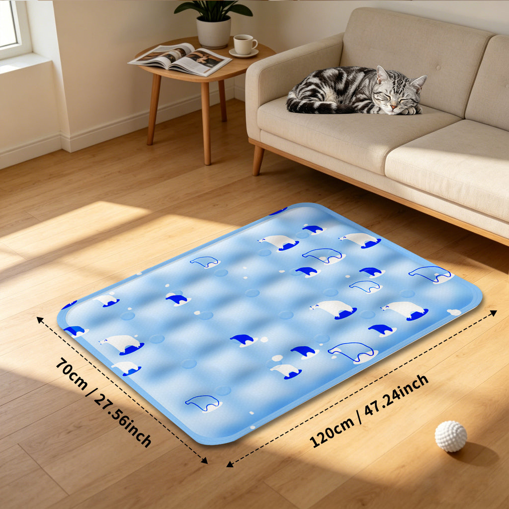 Water-Fill Pet Cooling Mat for Cats & Dogs, Reusable Summer Cooling Pad, Blue, 27.56" x 47.24"