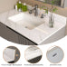 37 Inch Bathroom Vanity Top with Sink, White Marble Look Countertop with Undermount Rectangular Sink, 3 Pre-Drilled Holes