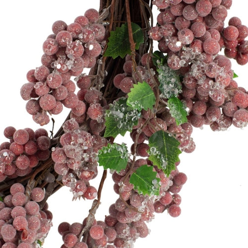 AEELLEEA 18" Artificial Frosted Berry Christmas Wreath, Grapevine Winter Front Door Wall Holiday Decor