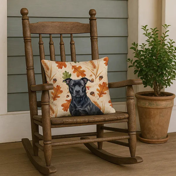 Aeelleea Black American Staffordshire Terrier Heirloom Fall Throw Pillow,18×18in Indoor Outdoor Cushion for Couch Bed Patio
