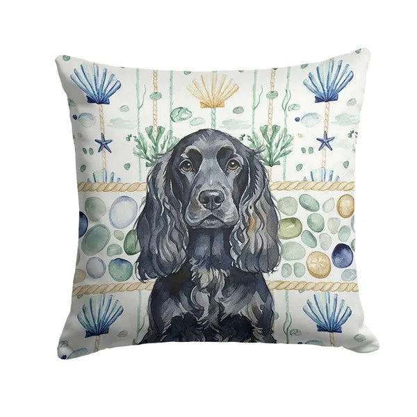 Aeelleea Black English Cocker Spaniel Coastal Sea Glass Pillow