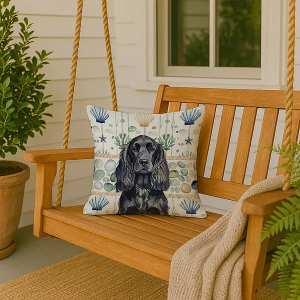Aeelleea Black English Cocker Spaniel Coastal Sea Glass Pillow
