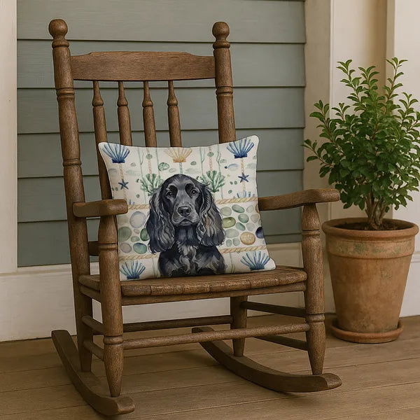 Aeelleea Black English Cocker Spaniel Coastal Sea Glass Pillow