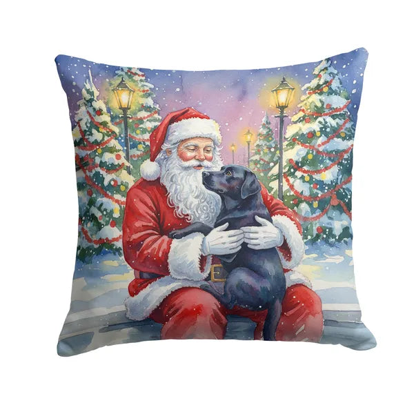 Aeelleea Black Labrador Retriever Santa Claus Pillow 18x18 Christmas Dog Decor
