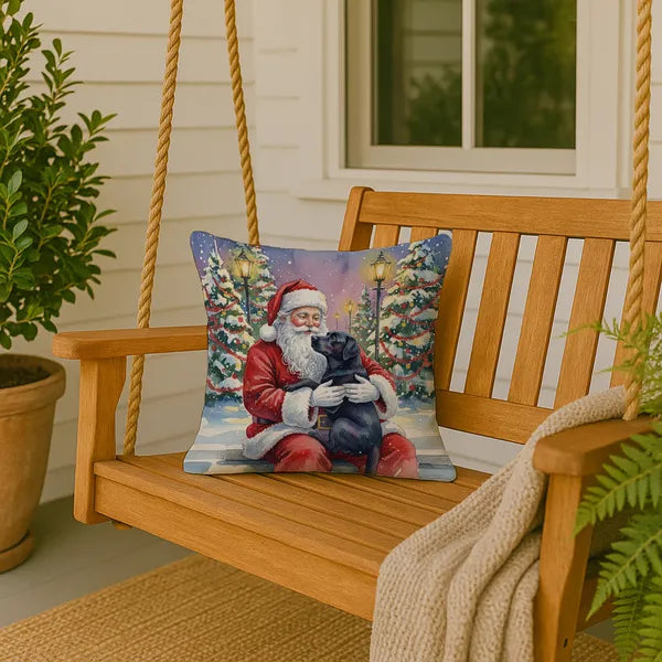 Aeelleea Black Labrador Retriever Santa Claus Pillow 18x18 Christmas Dog Decor