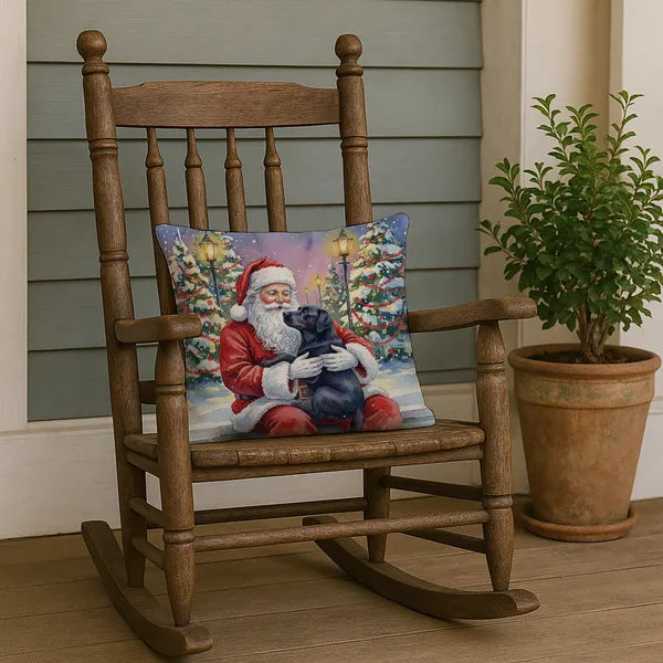 Aeelleea Black Labrador Retriever Santa Claus Pillow 18x18 Christmas Dog Decor