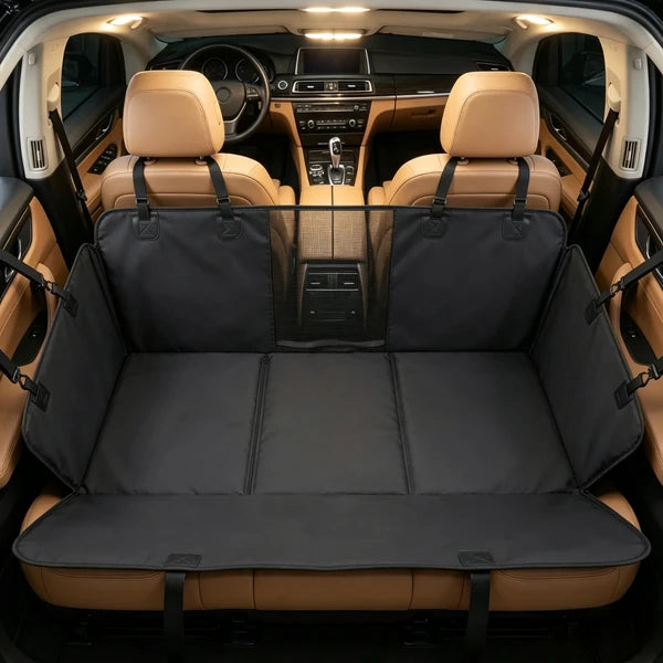 Aeelleea Black Waterproof Dog Car Seat Cover Hammock, Hard Bottom Extender 58 Inch Pet Back Seat Cover for SUV Cars