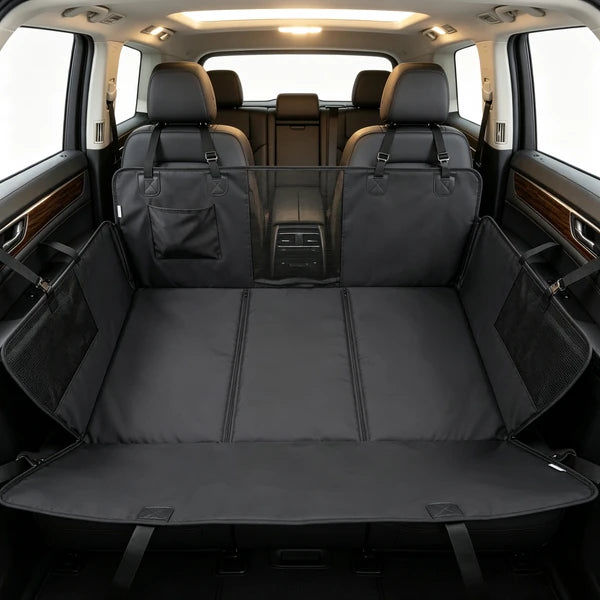 Aeelleea Black Waterproof Dog Car Seat Cover Hammock, Hard Bottom Extender 58 Inch Pet Back Seat Cover for SUV Cars