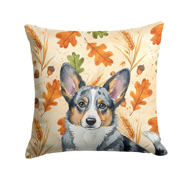 Aeelleea Blue Merle Cardigan Corgi Fall Pillow 14x14 in