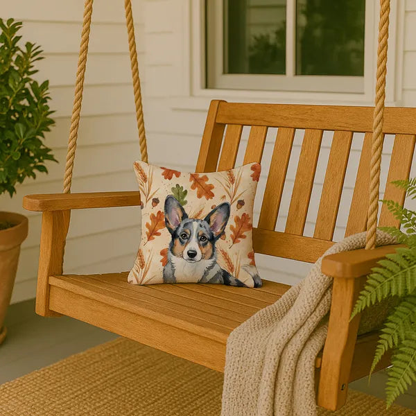 Aeelleea Blue Merle Cardigan Corgi Fall Pillow 14x14 in