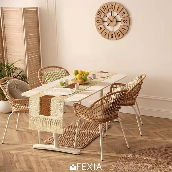 Aeelleea Boho Table Runner 12×72 Inch, Farmhouse Macrame Table Runner with Tassels, Brown Decor for Thanksgiving Wedding Dining Room