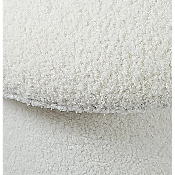 White Boucle Mushroom Storage Ottoman, Collapsible Upholstered Stool with Hidden Storage, Extra Seat Footrest for Living Room Bedroom Home Decor