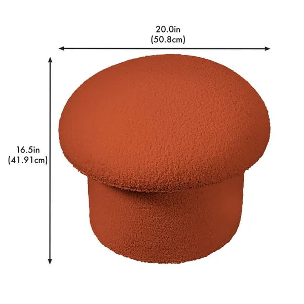 Boucle Mushroom Storage Ottoman, Collapsible Upholstered Ottoman with Hidden Storage, Extra Seat Footrest for Living Room Bedroom Home Decor