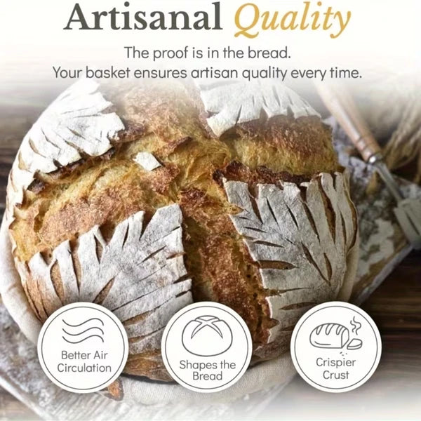 Aeelleea 9 Inch Round Rattan Sourdough Banneton Kit, Indonesian Rattan Bread Proofing Basket with Baking Tools for Artisan Bread Making