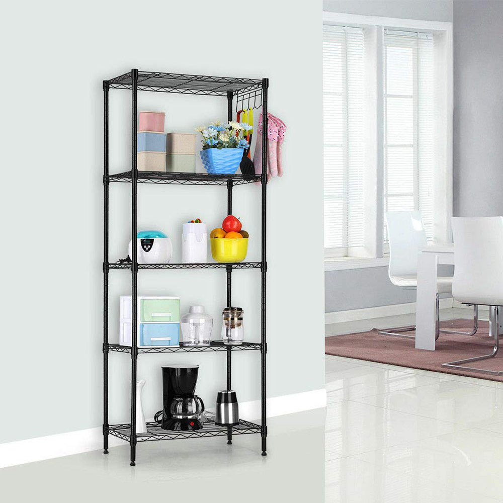 AEELLEEA-Changeable Assembly Floor Standing Carbon Steel Storage Rack, Black
