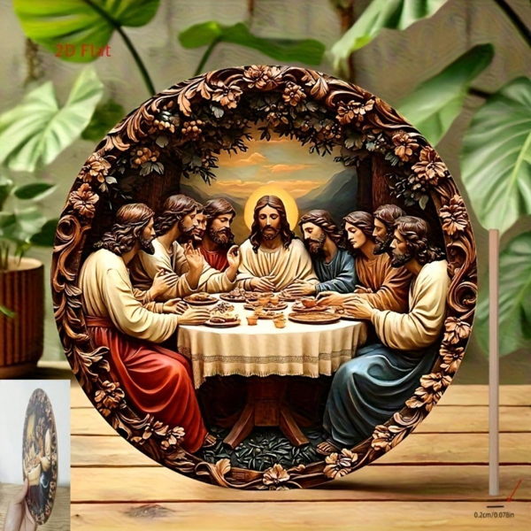 The Last Supper 2D Wall Decor, Fine Print Jesus & 12 Disciples Religious Hanging Plaque for Home Church