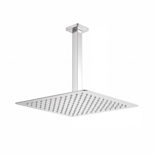 AEELLEEA 11.8 Inch Square Rain Shower Head with 11.2 Inch Ceiling Shower Arm, Chrome Overhead Rainfall Shower for Bathroom