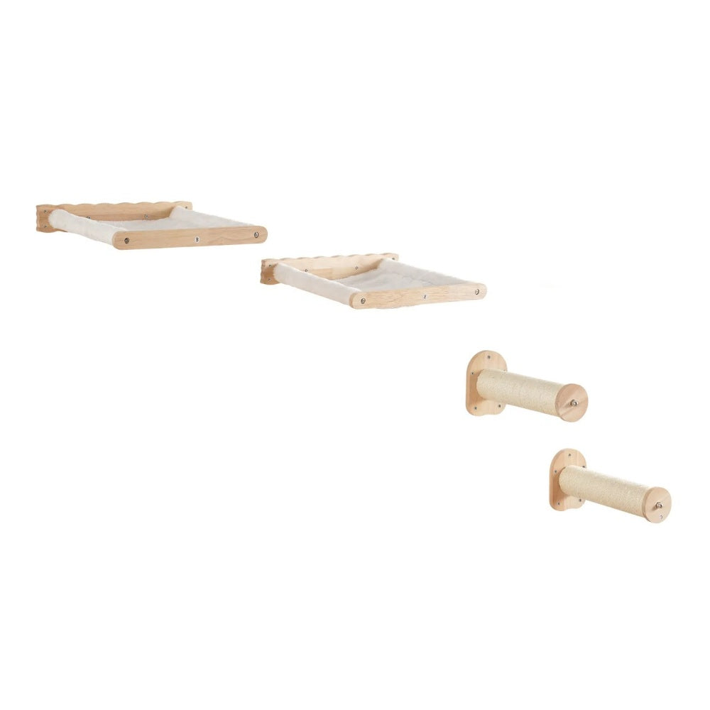 Wall Mounted Cat Shelf Set, Cat Wall Perch Hammock & Sisal Scratching Posts for Indoor Cats
