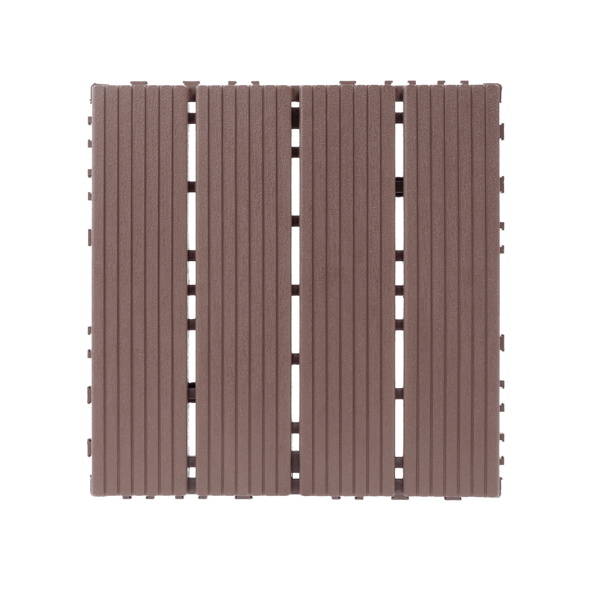 AEELLEEA 12 Inch Brown PP Interlocking Deck Tiles, 44 Pack Waterproof Patio Flooring Tiles, Non-Slip Drainage Outdoor Decking for Backyard Poolside Balcony