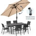 Patio Umbrella Outdoor Market Table Umbrella, 100% Polyester Sun Umbrella with Push Button Tilt and Crank, for Garden Deck Pool