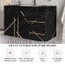 Black Marble Bathroom Vanity with Sink, Modern Freestanding Cabinet, Black Marble Top with White Basin, Doors and 2 Drawers, Gold Handles