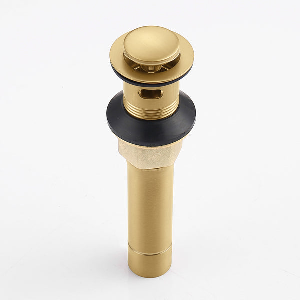 Gold Pop Up Sink Drain, Bathroom Vanity Drain with Overflow, Brushed Gold Stainless Steel Push Button Lavatory Drain Stopper