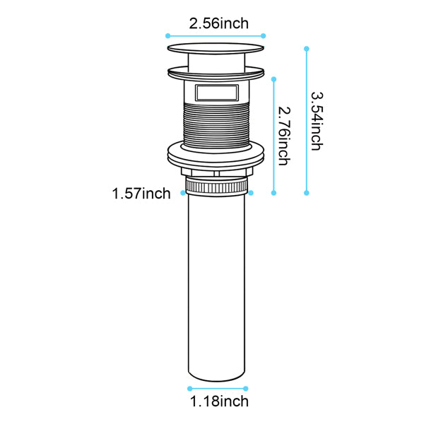 Bathroom Sink Drain with Overflow, Vessel Sink Lavatory Vanity Pop Up Drain Stopper, 304 Stainless Steel