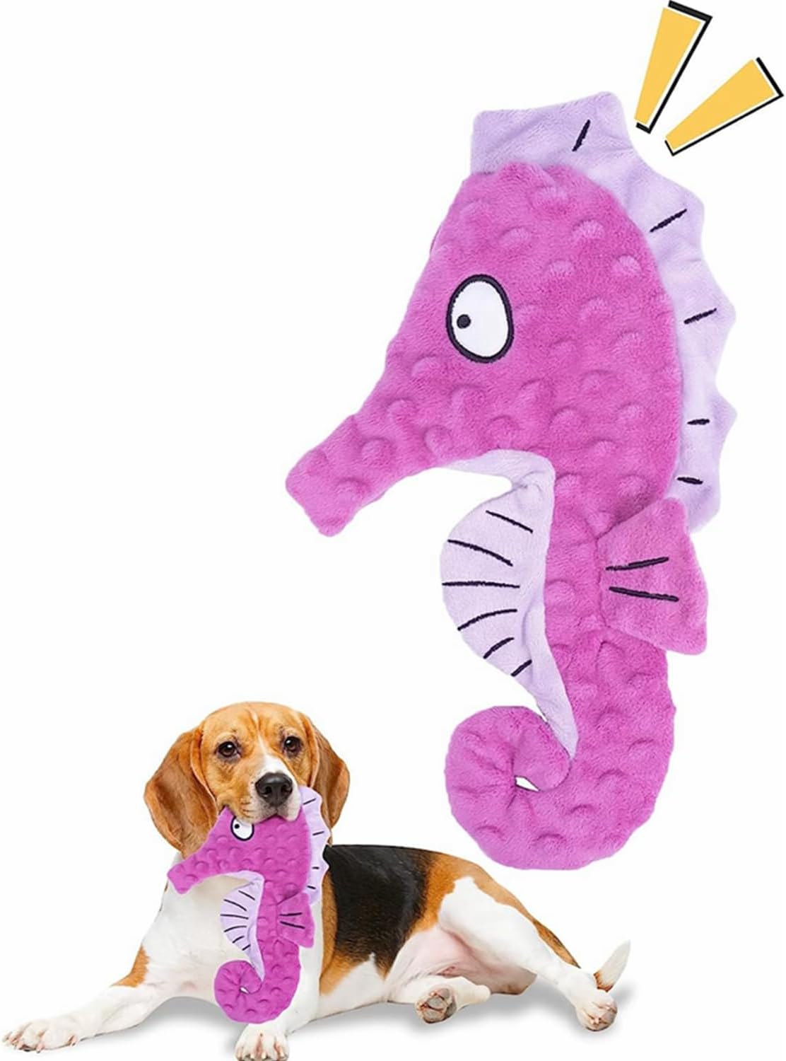 Artinova Dog Toys Squeaky Crinkle Purple Seahore, 1 Pack. No Stuffing Dog Toys for Puppy Teething Chewing, Durable Interactive Toys for Medium and Large Dogs