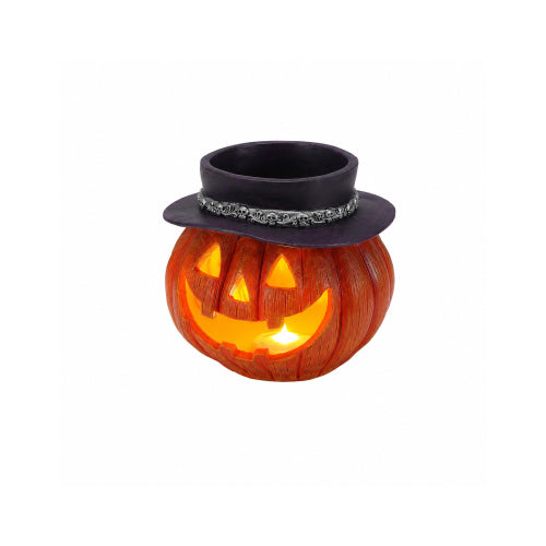 AEELLEEA Halloween Pumpkin Candy Bowl with Top Hat, Resin Jack O Lantern Tabletop Storage Holder for Home Party Decor