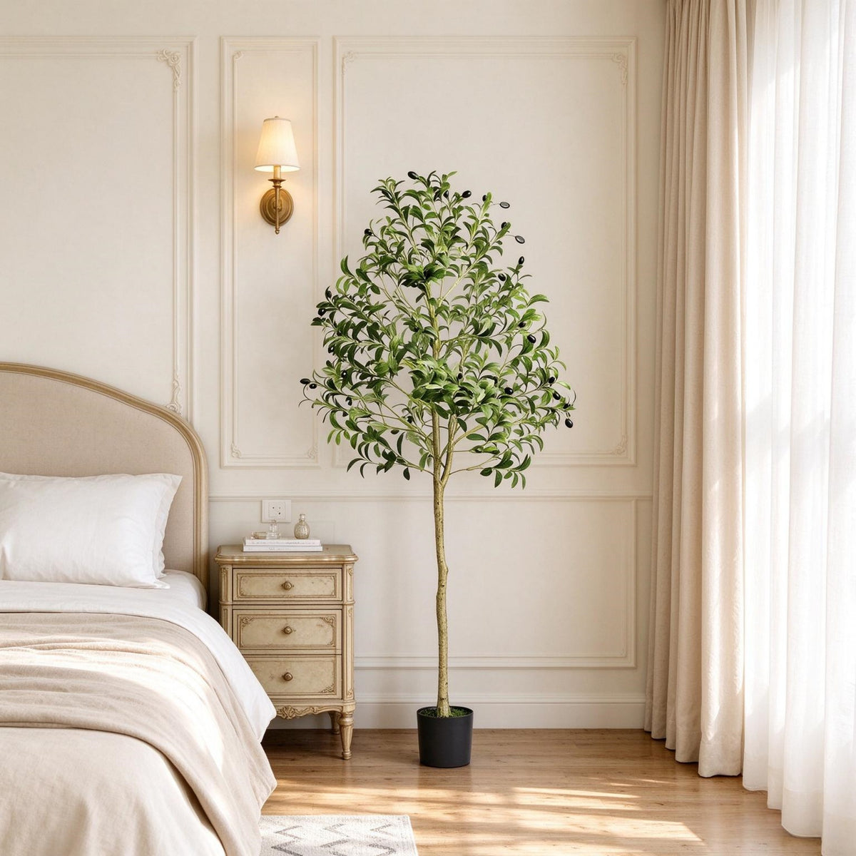 AEELLEEA 5FT Artificial Olive Tree, Faux Olive Plant with Fruits & Black Pot for Indoor Home Decor