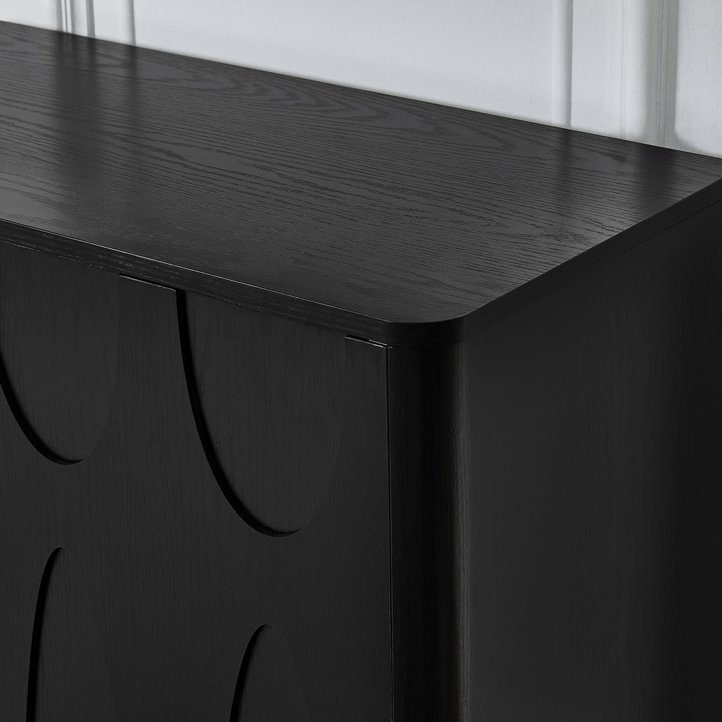 AEELLEEA Mid Century Modern Sideboard Cabinet, 2 Push-to-Open Doors Storage Credenza with Adjustable Shelf for Entryway Living Room