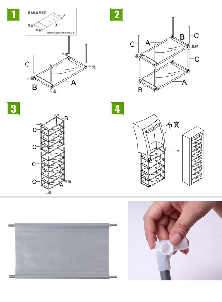 10 Tiers 9 Lattices Non‑Woven Fabric Shoe Rack Closet Storage Organizer Dustproof Shoe Cabinet for Entryway