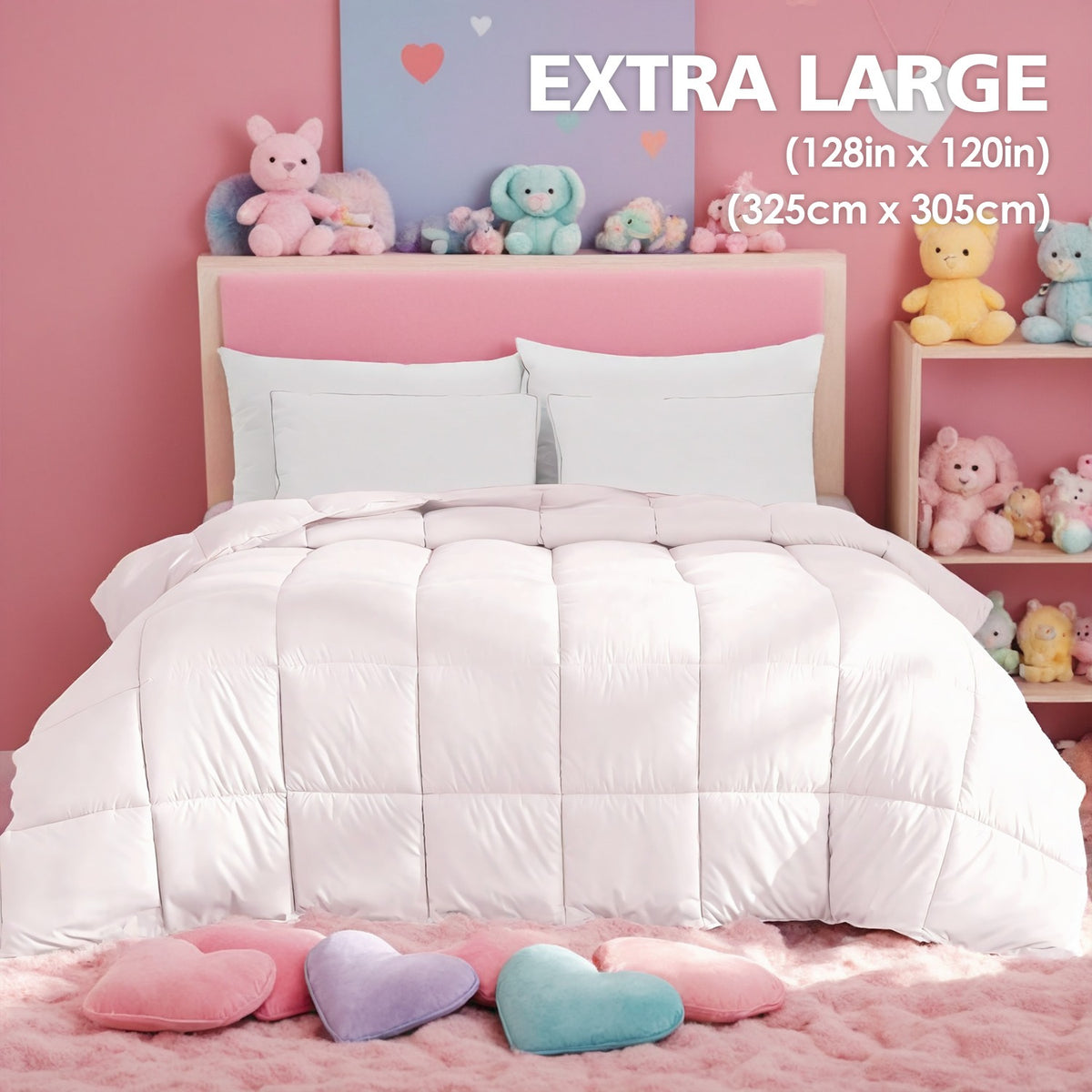 White Quilted Comforter, Ultra Soft Microfiber Duvet Insert, Breathable Machine Washable Fluffy Bedding, Cute Aesthetic for Girls Bedroom Dorm